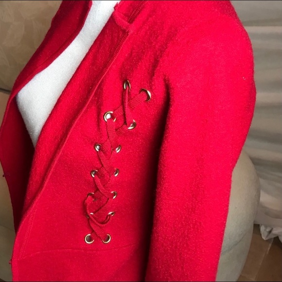 ❤️ CACHE - Red Light Wool Jacket with Grommets - Picture 2 of 8